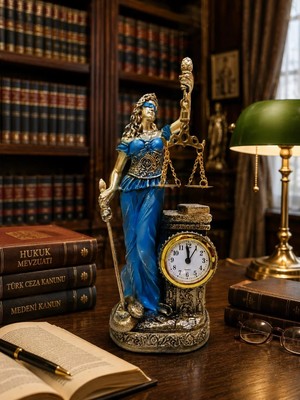 Uravas Store Uraselect Adalet Heykeli Saatli Biblo – Terazili Adalet Tanrıçası Figürü – Hukuk Bürosu ve Ofis Dekoru