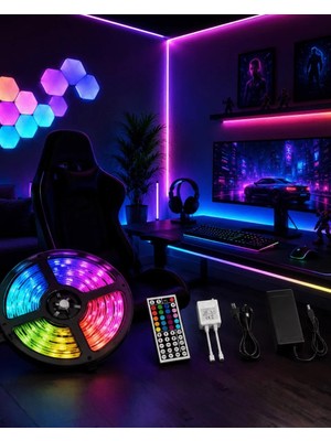 Uravas Store Uraselect 5 Metre Rgb LED Şerit Kumandalı 5050 Renk Değiştiren LED Strip