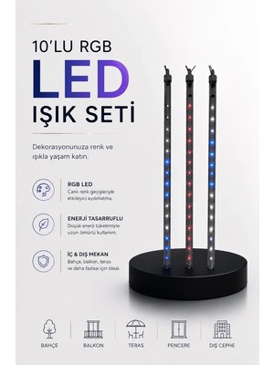 Uravas Store Uraselect Dekoratif Ortam Aydınlatması Rgb LED 10’lu Çubuk Seti
