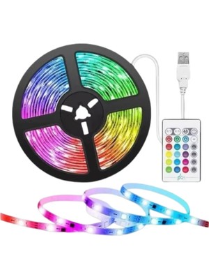 Uravas Store Uraselect Kumandalı Rgb Şerit LED 5 Metre Renk Değiştiren Dekoratif LED Işık