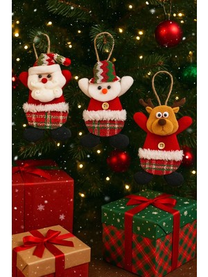 Uravas Store Uraselect 3 Adet Yılbaşı 2026 Yeni Model Noel Çam Ağacı Süsü Orta Boy 17 cm x 11 cm