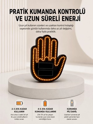 Uravas Store Uraselect Pilli LED Işık Araç Camı Için Uzaktan Kumandalı El Simgesi