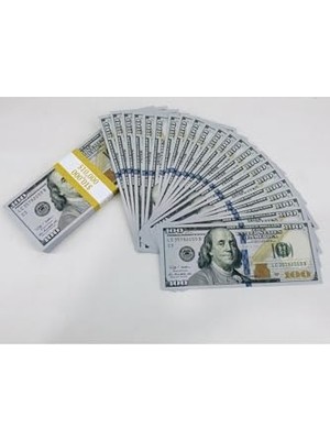 Tam 100 Adet Geçersiz 100 Dolar Renkli Gerçek Görünümlü 1 Deste Açık Yeşil