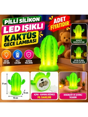 Uravas Store Uraselect Pilli Silikon LED Işıklı Sevimli Kaktüs Gece Lambası Aydınlatması (Adet Fiyatıdır)