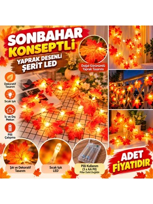 Uravas Store Uraselect Sonbahar Konseptli Dekoratif Yaprak Desenli Şerit LED Gece Lamabası (Adet Fiyatıdır)