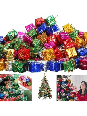 12 Adet Yılbaşı Ağacı Süsü Küçük Hediye Kutuları Asılı Süslemeler Mini Noel Folyo Kutuları El Yapımı Hediye Kutuları Noel Ağacı Süslemeleri Çeşitli Renkler