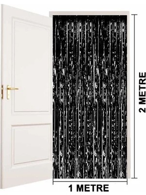 Uravas Store Uraselect Siyah Renk Ekstra Metalize Parlak Saçaklı Arka Fon Perde Ithal A Kalite 1x2 Metre