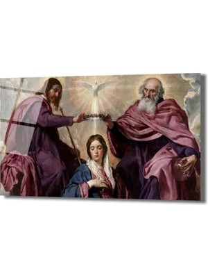 GLAZELLA Meryem'in Taç Giymesi Klasik Sanat Cam Tablo
