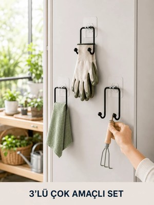 Uravas Store Uraselect 3 Adet Yapışkanlı Askılık Çok Amaçlı Ev Düzenleme Askı Seti