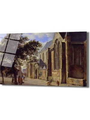 GLAZELLA Hollanda Şehri Kilise Sokağı Temalı Sanatsal Cam Tablo