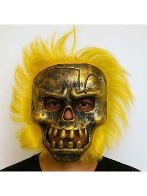 Uravas Store Uraselect Wild Skull - Bakır Kafatası Sarı Saçlı Iskelet Maske