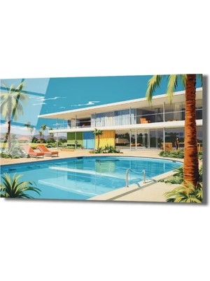 GLAZELLA Miami Esintisi Lüks Villa Cam Tablo