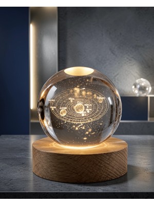 Midas Toptan Işıklı Kristal Küre Modern Ahşap Tabanlı Xuczzzgüneşsistemiküre-4-1