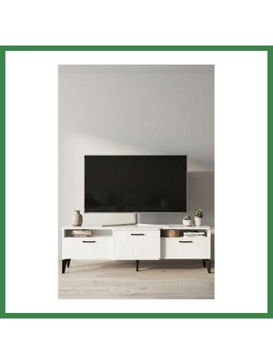 Bezos Mistral Tv Sehpası Metalik Beyaz 160X40 cm BEZOS16