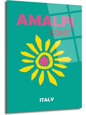 GLAZELLA Amalfi Sahili Güneşi Cam Tablo - Italya Seyahat Temalı Modern Sanat
