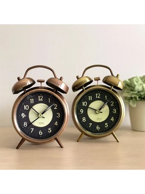 Uravas Store Urprime Yuvarlak Metal Çalar Saat 10 cm - Pilli Işıklı Fosforlu