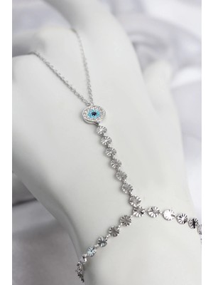 Uravas Store Zirkon Taşlı Nazar Gümüş Renk Pirinç Kolye