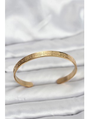 Uravas Store Gold Renk Yazılı Çelik Bileklik 1 Adet