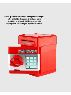 Uravas Store Eğlenceli Kırmızı Elektronik Şifreli Kumbara 1 Adet