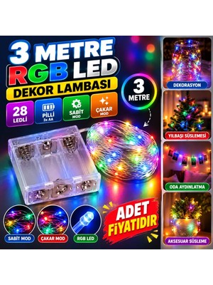 Uravas Store Urprime Pilli Dekoratif Peri LED Işık 3 Metre (Rgb) Gaming Aydınlatma