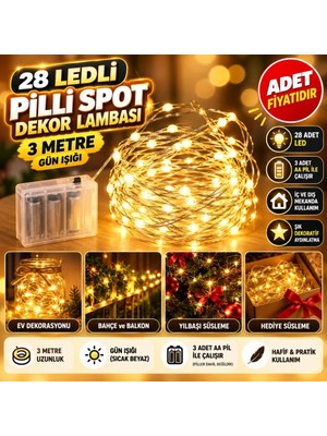Uravas Store Urprime Peri LED Işık 28 Ledli 3 Metre Sarı LED Şerit Aydınlatma Spot LED