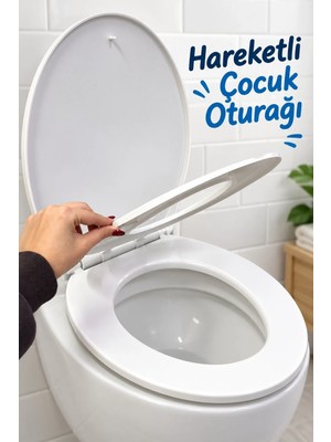 Uravas Store Urprime Çocuk Adaptörlü Beyaz Klozet Kapağı Aile Tipi
