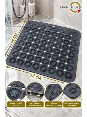 MAİN SHOP Kare Masajlı Vantuzlu Yapışır Silikon Banyo & Duş Kaydırmazı & Küvet Paspası 54X54 cm M-150
