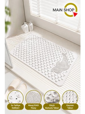 MAİN SHOP Masajlı Vantuzlu Banyo Paspası & Kaydırmaz Zemin Duşakabin Paspası Balık Desenli 35 x 68 cm M-10