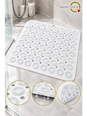 MAİN SHOP Banyo Duş ve Küvet Için Vantuzlu Kaydırmaz Paspas, Su Drenajlı Masaj Matı 54X54 cm ( M-150 )