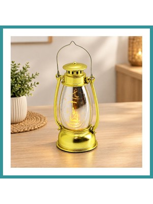 Bt Teknik Pilli Ramazan LED Fener Gaz Lamba Model Gold Plastik Bez