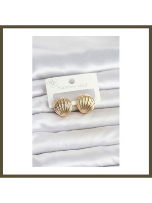 Northcity 316L Çelik Gold Renk Deniz Kabuğu Model Kadın Küpe Bx