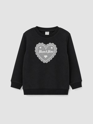 Lc Waikiki Yeni Sezon Siyah Bisiklet Yaka Kız Çocuk Kalın Sweatshirt