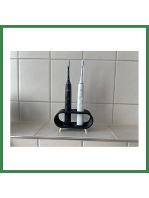 Bezos 3D Baskı Elektrikli Diş Fırçası Standı Çift Diş Fırçalık Ayaklı Modern Banyo Diş Fırçası Tutucu Siyah BEZOS16