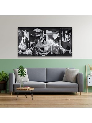 Panoramik Kanvas Duvar Tablosu Pablo Picasso Siyah Beyaz Guernica, 120 x 60