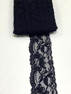 Karan Tuhafiye Likralı Dantel / 5 cm Eninde / 2 Metre, Siyah
