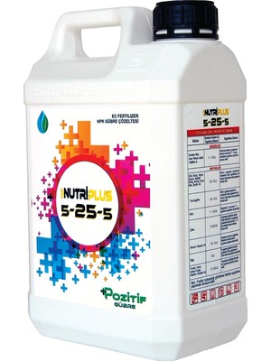 Çiçek Açtıran Gübre 5-25-5 Çiçeklendirici Azot Fosfor Potasyum N-P-K Sıvı Gübre 5 Litre