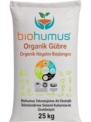 Biohumus Organik Gübre Bitki Besin Gübresi 25 kg Tekli