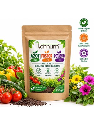 Azot Fosfor Potasyum Gübre Npk 15.15.15 – Granül Bitki Gübresi 250 G – Sebze, Meyve, Çiçek