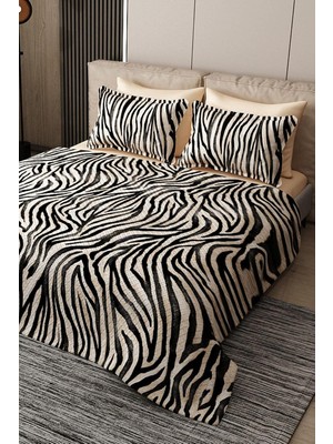 %100 Pamuk Çift Kişilik Pike Takımı Yatak Örtüsü Black Zebra, PIKE4511