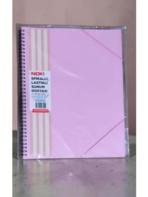 Tr A4 Boyut Spiralli Lastikli Sunum Dosyası 60 Yaprak Pastel Pembe Telli Sunum Dosyası