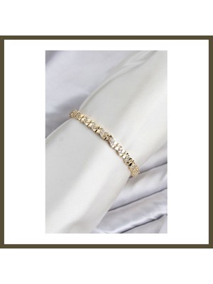 Northcity cm Model Zirkon Taşlı Vıp Seri Gold Renk Pirinç Kadın Bileklik Bx