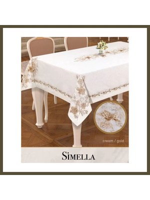 Northcity Keten Masa Örtüsü Tablecloth 160X300 cm Yemek Masası Örtüsü Simella Model Krem-God Detay Bx