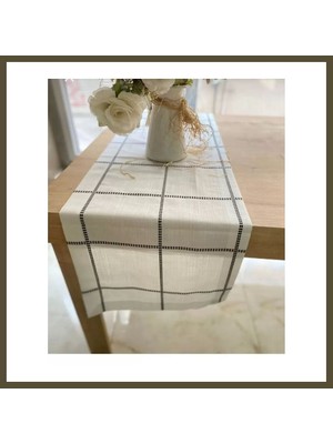 Northcity Belena Kahve Çizgili Tek Runner 30/130 cm Masa Örtüsü Runneri Bx