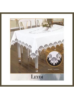 Northcity Gardenya Keten Leydi Model Krem 160X220 cm Zarif Çeyizlik Yemek Masası Örtüsü Dekoru Bx