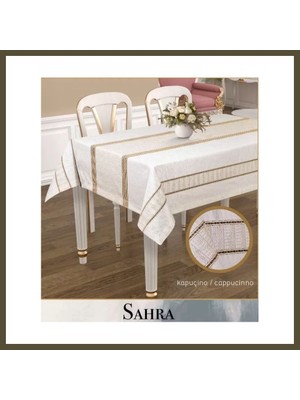 Northcity Sahra Kapicino 160X260 cm Polyester Ajurlu Keten Masa Örtüsü Şık Tablecloth Dekor Bx
