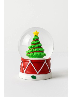 Rs 2026 Yılbaşı Noel Süslü Çam Ağacı Temalı Mini Boy Işıklı Kar Küresi 6.5 cm A