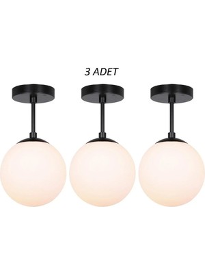 Veramoni 3 Adet Kartopu Modern Camlı Avize Metal Gövde