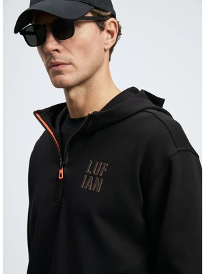 Lufian Lufıan Grayson Siyah Erkek Kapüşonlu Slim Fit Süprem Cepli Sweatshirt
