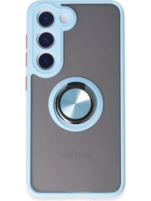 İlkyaz Fashion Ifk Samsung Galaxy S23 Kılıf Montreal Yüzüklü Silikon Kapak - Buz Mavi