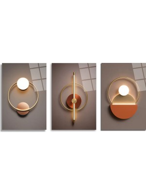 GLAZELLA Lüks Geometrik Işıltılar Üçlü Cam Tablo Seti - Modern Soyut Sanat Üçlü Set